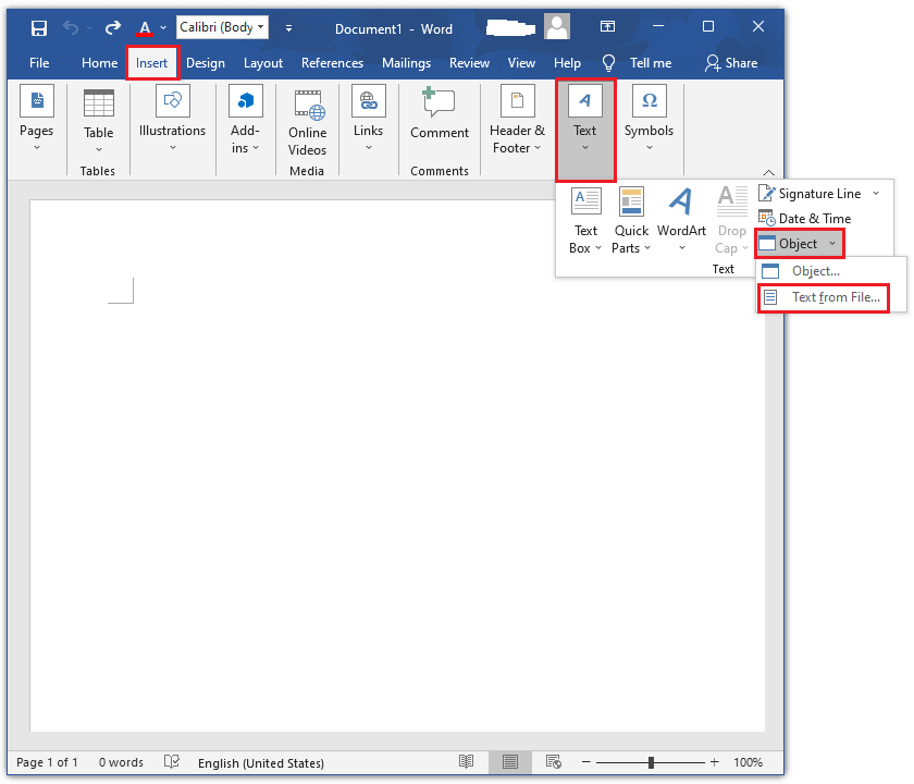 متن را از فایل انتخاب کنید