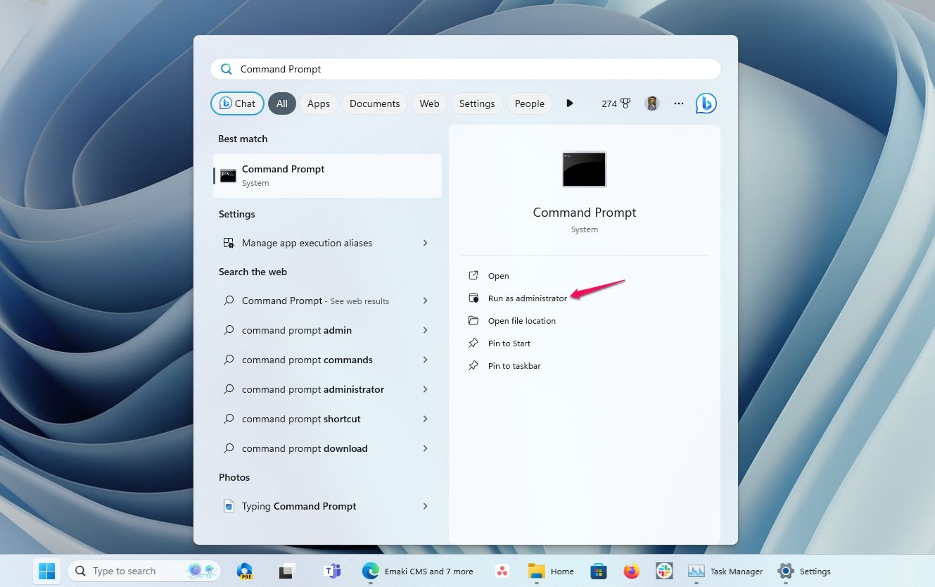 تایپ Command Prompt در ویرایشگر رجیستری