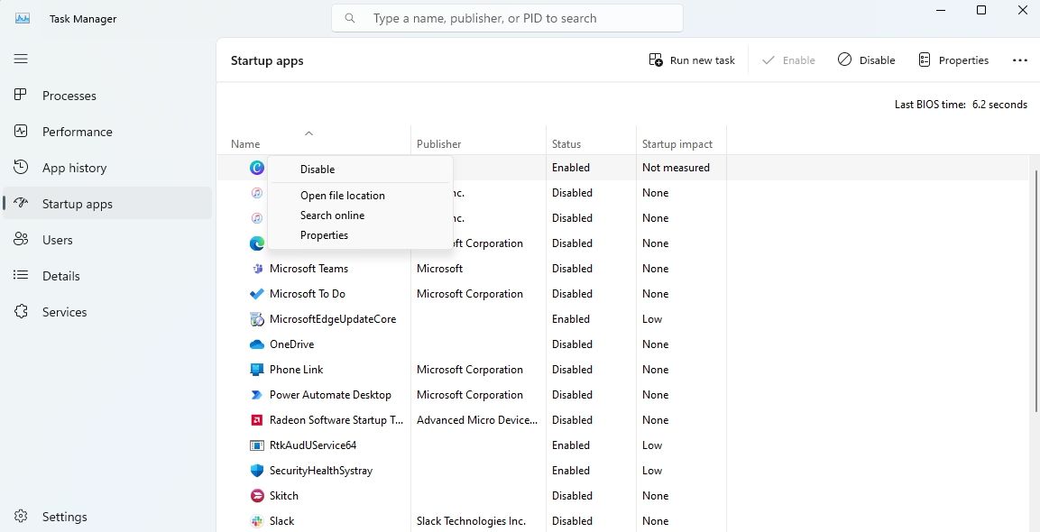 گزینه را در Task Manager غیرفعال کنید