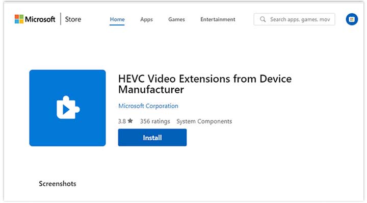 How to download free HEVC Codec/HEVC extensions for Windows 10