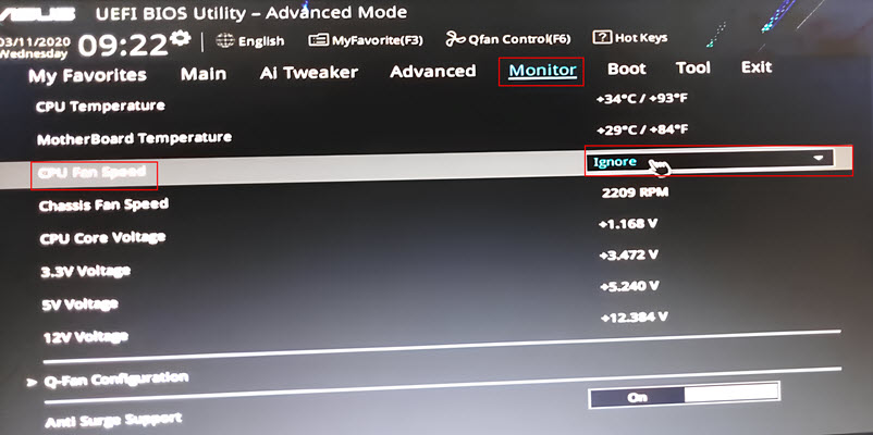 رفع خطای فن CPU