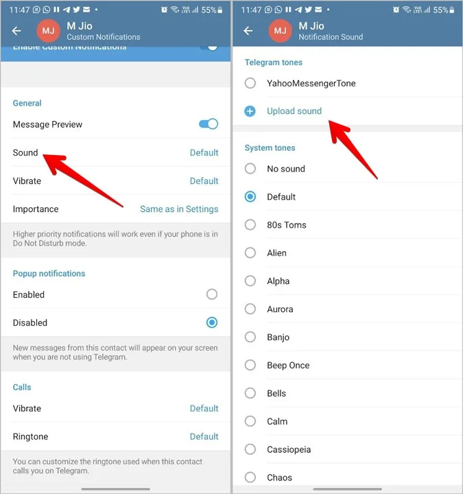 مراحل افزودن و تنظیم صدای پیام اختصاصی یک شخص یا گروه در تلگرام(Telegram)