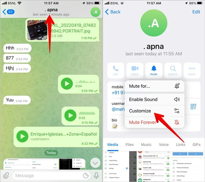 مراحل افزودن و تنظیم صدای پیام اختصاصی یک شخص یا گروه در تلگرام(Telegram)