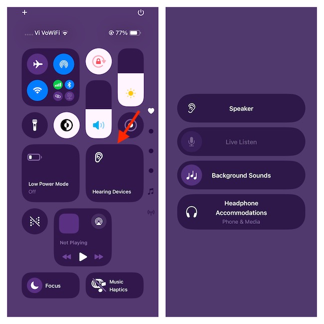 نحوه تنظیم و استفاده از مرکز کنترل شنوایی(Hearing Control Center) iOS 18 در آیفون