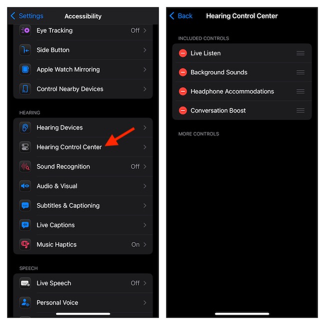 نحوه تنظیم و استفاده از مرکز کنترل شنوایی(Hearing Control Center) iOS 18 در آیفون