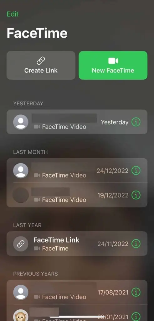نحوه بررسی سابقه تماس FaceTime