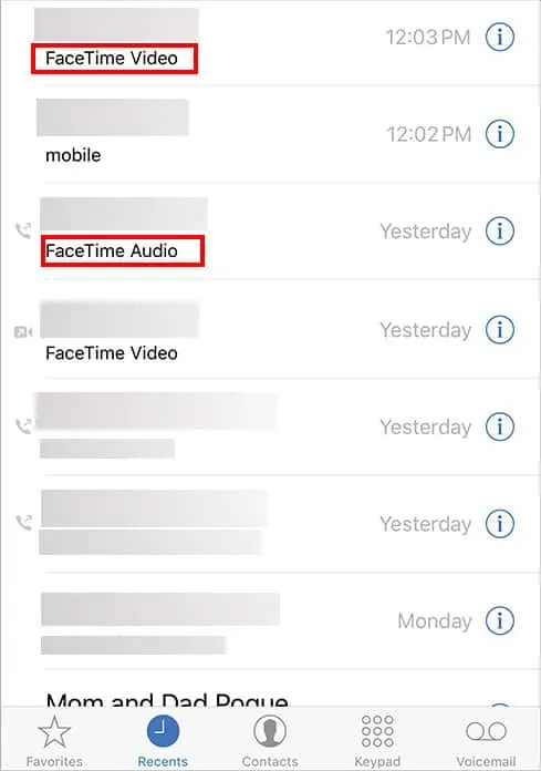 نحوه بررسی سابقه تماس FaceTime