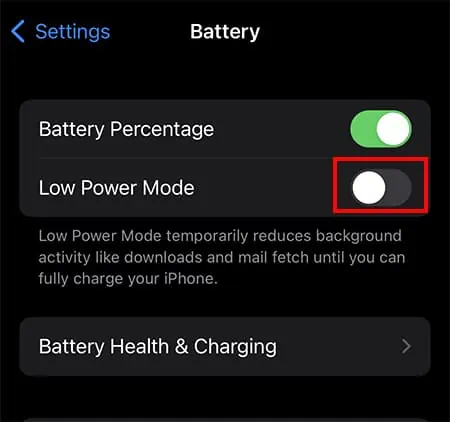نوتیفیکیشن‌های جیمیل (Gmail) روی آیفون کار نمی‌کنند؟ حالت کم مصرف (Low Power Mode) را خاموش کنید!