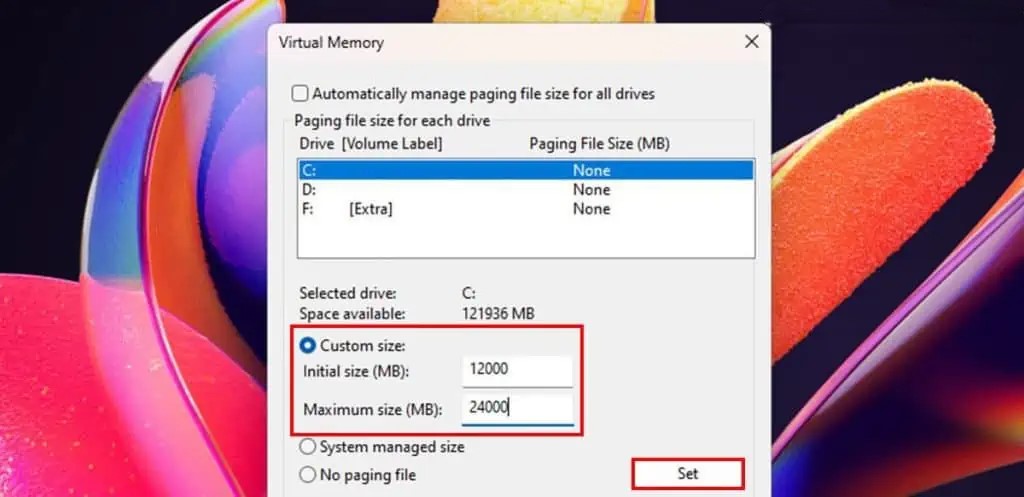 چقدر باید حافظه مجازی(Virtual memory) تنظیم کنم؟