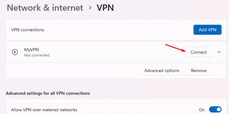اتصال به سرور VPN در ویندوز