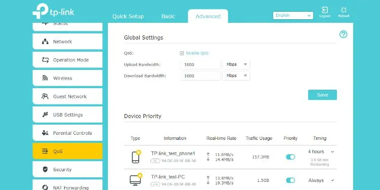 پیکربندی QoS در تنظیمات روتر برای مدیریت اولویت دستگاه‌ها