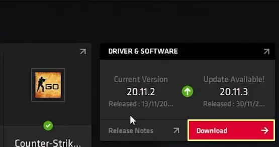 به‌روزرسانی درایور AMD