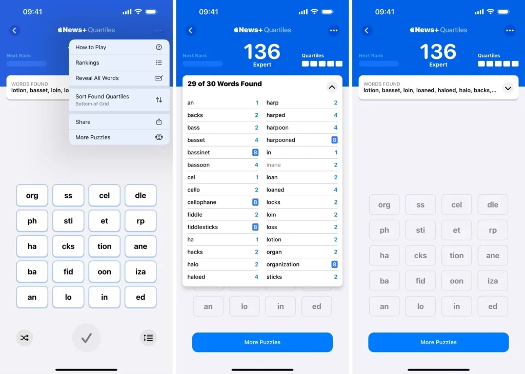 بازی فکری جدید به نام Quartiles برای iOS
