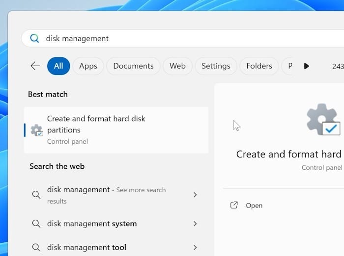 باز کردن مدیریت دیسک (Disk Management) در ویندوز ۱۱
