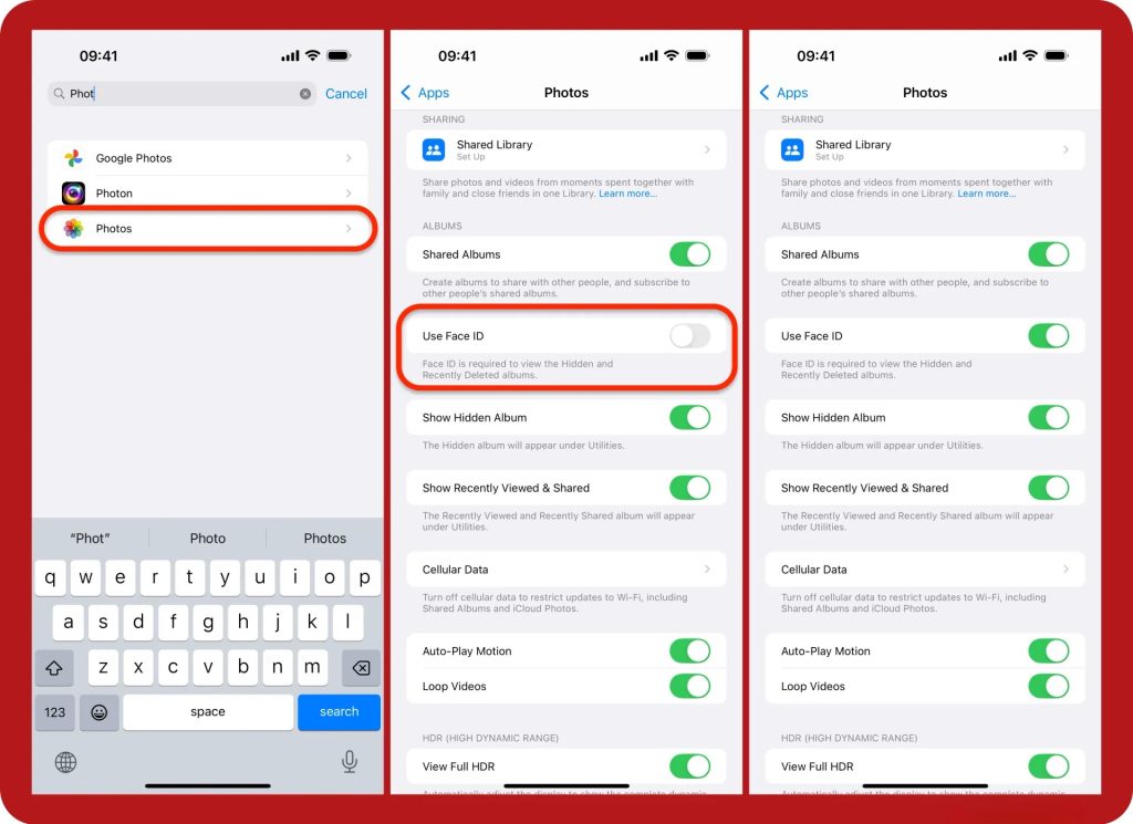 قفل کردن آلبوم مخفی در آیفون یا آیپد