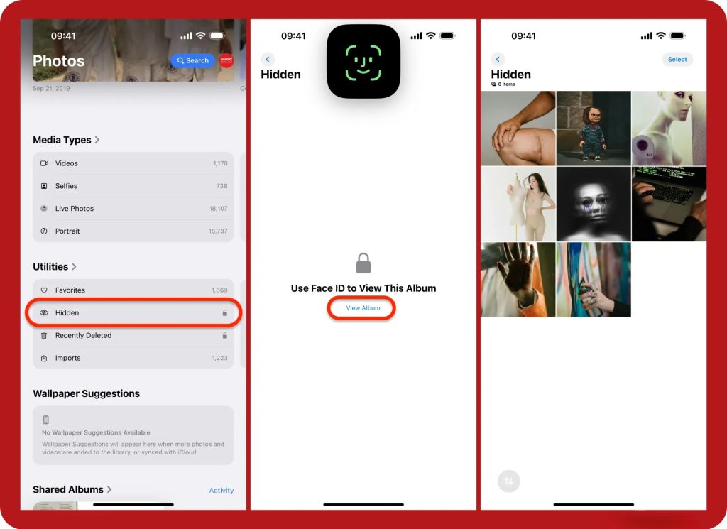 قفل کردن آلبوم مخفی در آیفون یا آیپد
