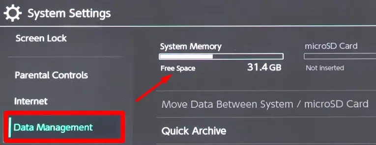 فضای ذخیره‌سازی باقی‌مانده روی سوئیچ خود را بررسی کنید