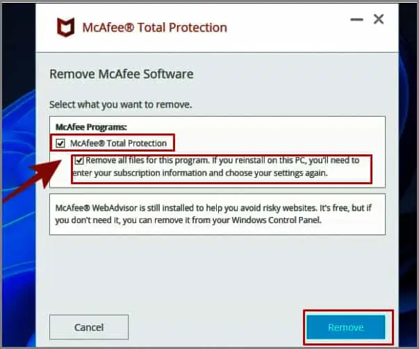 نحوه حذف McAfee از ویندوز ۱۱