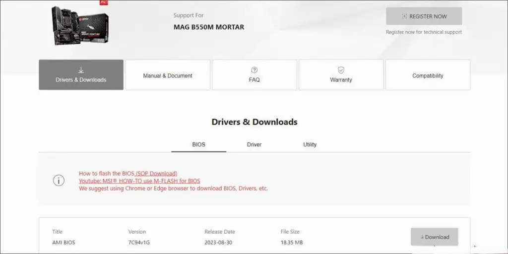دانلود فایل آپدیت بایوس (BIOS)