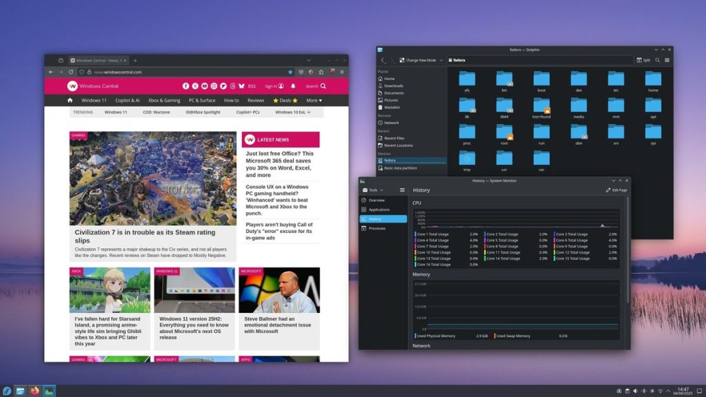 KDE Plasma یک تجربه دسکتاپ آشنا را برای ویندوز ارائه می‌دهد.