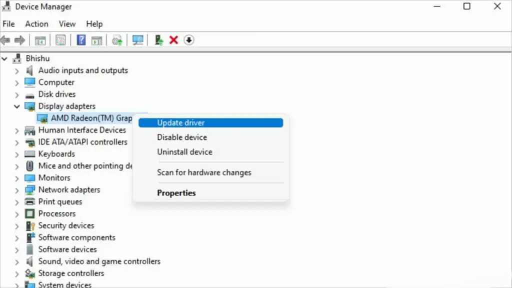 درایورهای گرافیک را به‌روزرسانی یا دوباره نصب کنید