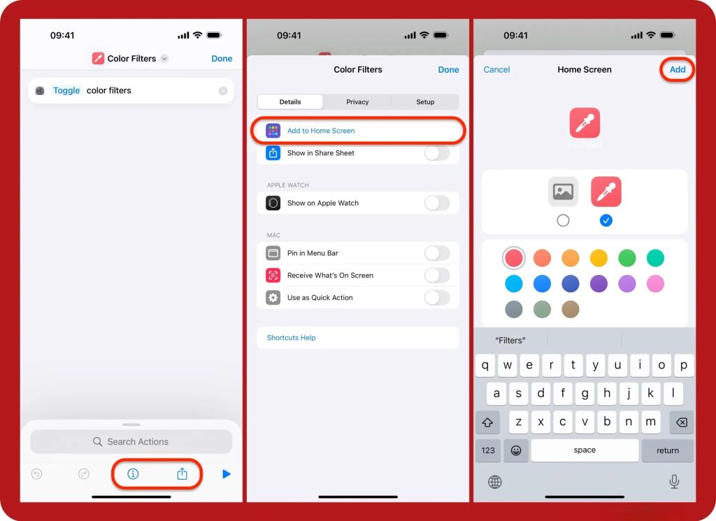 روش‌های سریع روشن و خاموش کردن فیلتر قرمز (Color Tint)