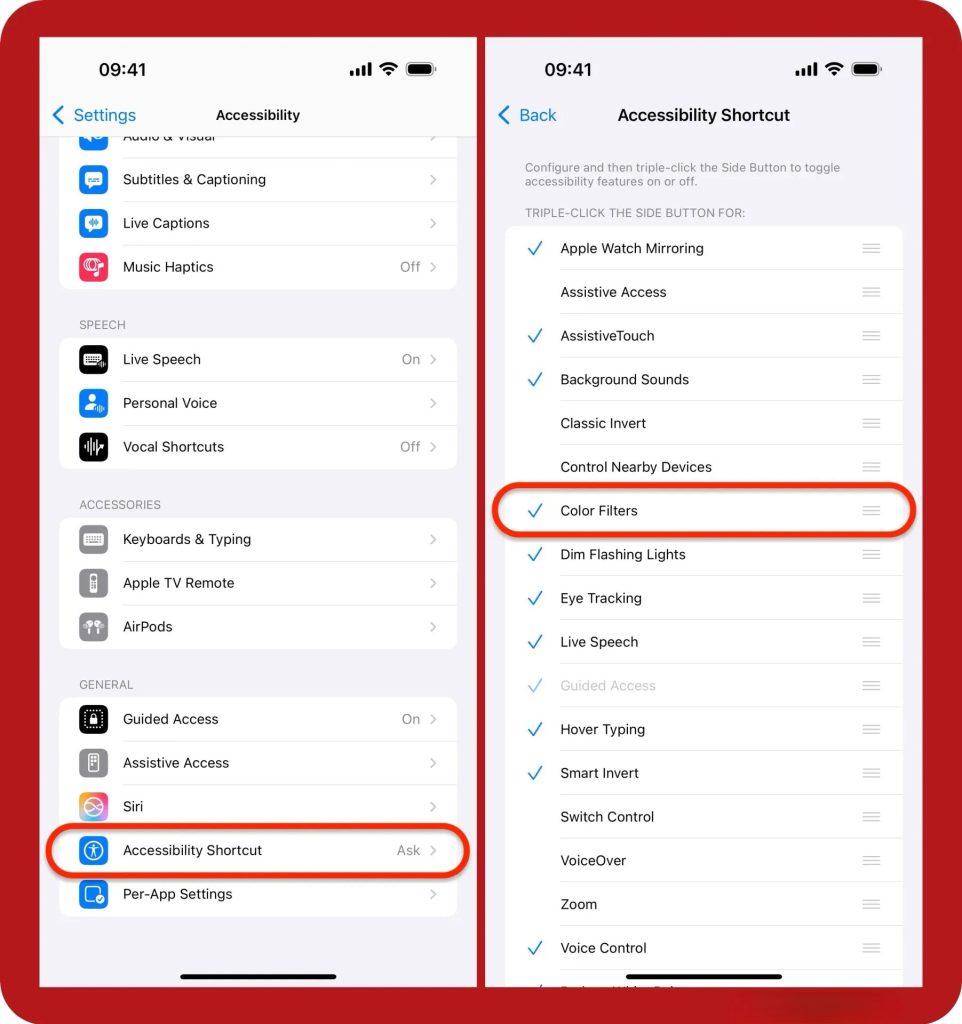 روش‌های سریع روشن و خاموش کردن فیلتر قرمز (Color Tint)