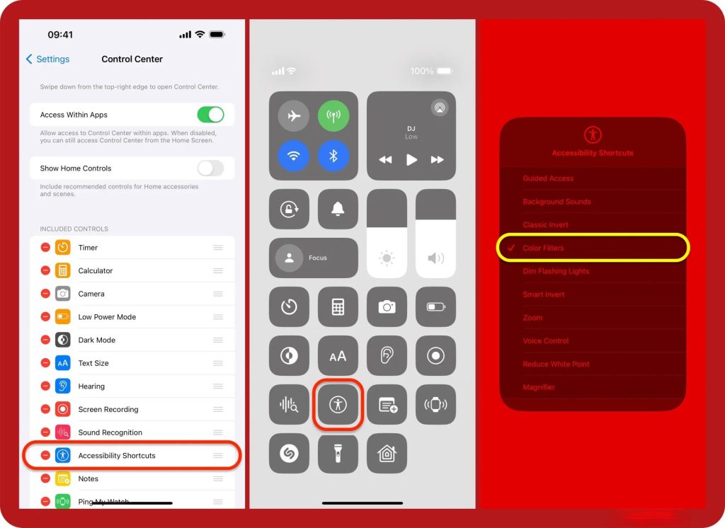روش‌های سریع روشن و خاموش کردن فیلتر قرمز (Color Tint)