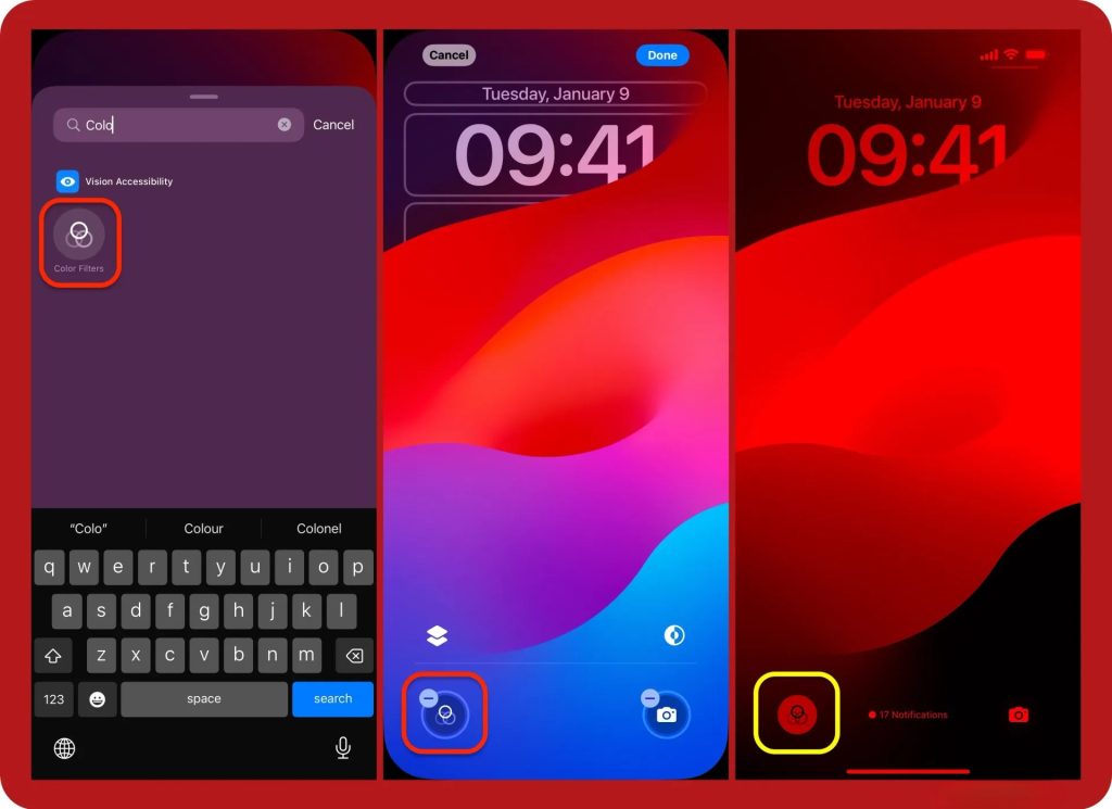 روش‌های سریع روشن و خاموش کردن فیلتر قرمز (Color Tint)