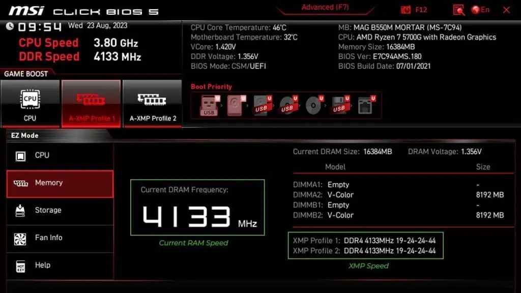 بررسی وضعیت XMP در BIOS